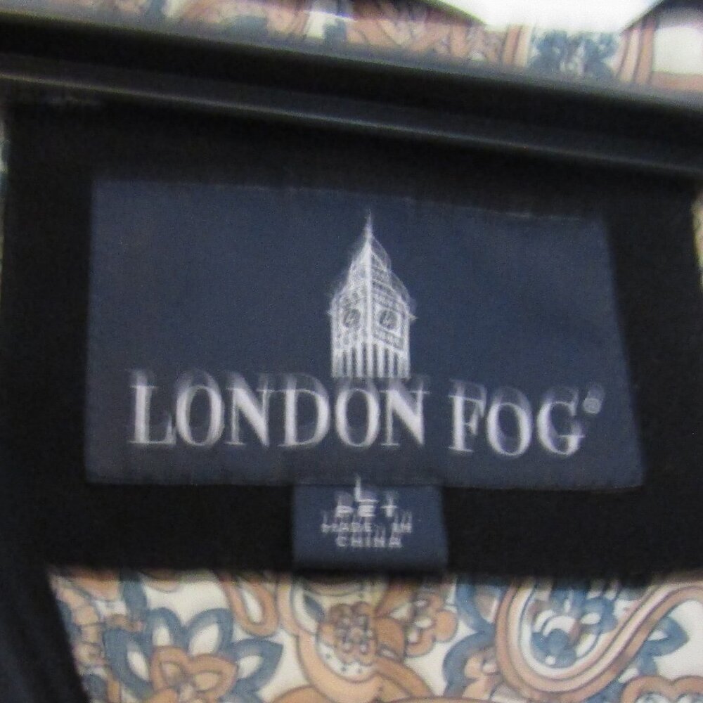 Woman's Black LONDON FOG COAT Size Large Petite Paisley Lining 100% Polyester - Picture 2 of 5